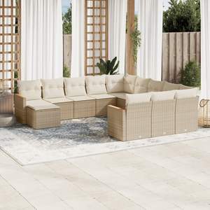 Conjunto de Sofás Grandes para Jardín en Ratán Sintético Beige con Acero con Recubrimiento en Polvo, Muebles de Exterior Premium - Product Image 1