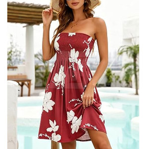 Robe de plage simple pour femme, imprimé floral, coupe ample, légère et décontractée, idéale pour les vacances et les voyages. - Product Image 2