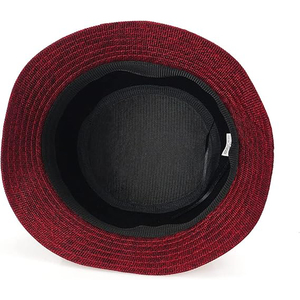 Chapeau Bob Élégant Rouge pour Femme en Lin Brodé de Roses avec Bordure en Maille – Style Européen Tendance pour Adultes, Idéal Printemps-Été et Soirées - Product Image 2