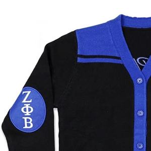 เสื้อคาร์ดิแกนถัก Z Phi B สำหรับผู้หญิง คอวี แขนยาว ปักลายสีตัดกัน ความยาวปกติ สไตล์คลาสสิก หนา เหมาะสำหรับฤดูหนาว - Product Image 3