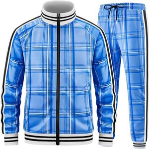 Conjunto Deportivo de 2 Piezas para Hombre, Estampado a Cuadros, Sublimado, Estilo Jogger, para Deportes y Entrenamiento - Product Image 1