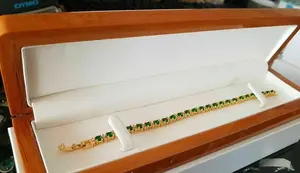 Pulsera de Tenis Vintage con Moissanita Verde de Corte Redondo, Plata de Ley 925, Chapada en Oro Amarillo, 16 g, Joyería de Lujo para Hombre - Product Image 2