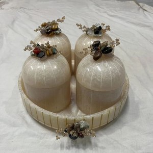 <b>Christmas</b> <b>gifts</b> Resin 6 storage jar tray set Gold accents cover Classic design capacity Decorative dry fruits Jar & Jewelery <b>Box</b> - Product Image 5
