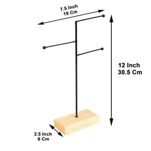 Elegante Exhibidor de Joyería de Dos Niveles con Barras Horizontales, Soporte para Collares y Pendientes, Base Estable, Organizador Compacto y Elegante para Tocador - Product Image 6
