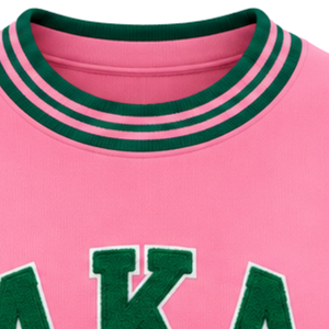 Pink Women Ribbed Knit Crewneck Sweatshirt Embroidered Letter <b>Pullover</b> Long Sleeve Casual College Style <b>Jumper</b> Custom Apparel - Product Image 5