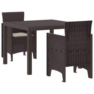 Juego de comedor de jardín de polipropileno marrón de 3 piezas - Product Image 1