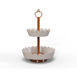Support à gâteau galvanisé à deux niveaux, support à gâteau en métal, support à gâteau motif montagne verte, présentoir à snacks réutilisable, support à gâteau à poteaux verts - Product Image 2