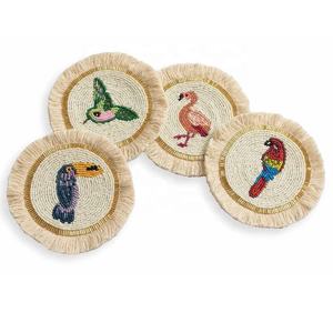 Juego de Posavasos de Cuentas de Vidrio en Forma de Limón Hechos a Mano, 4 Posavasos Decorativos de 10 cm, para Mesa de Comedor, Cocina, Café, Estilo Indio - Product Image 4