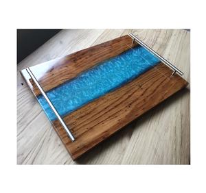 Bandeja de Servicio de Madera y Resina de Nuevo Diseño, Bandeja de Madera y Resina Personalizada al por Mayor, Bandeja de Servicio de Alta Calidad para Almacenamiento de Alimentos - Product Image 1