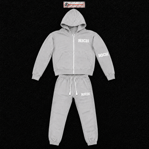 Conjunto de Chándal Gris Claro para Hombre con Sudadera con Cremallera Completa y Tachuelas, Pantalones Jogger, Logotipo Personalizado, Ropa Urbana, Deportiva Casual, Venta al por Mayor - Product Image 5