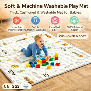 Produits écologiques pour bébés, tapis de jeu en coton pour bébé, pliable, antidérapant, <span class=keywords><strong>coussin</strong></span> de sol pour ramper en extérieur et activités familiales - Product Image 1