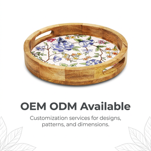 Handmade Wholesale Custom OEM ODM Fluted Wooden Serving Tray Coffee Table Organizer Decorative <b>Platter</b> Minimalist Design - Product Image 4