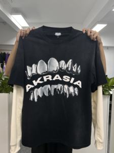 T-shirt en coton à col épais personnalisé, blanc uni, coupe ample, pour homme, vente en gros d'usine - Product Image 3