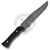 Handgesmeed Damascus staal 15 inch jacht- en kampeermes met zwart Micarta handvat, full tang, survivalmes, extra scherp en duurzaam