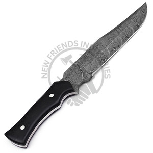 Cuchillo Bowie de Caza y Camping de Acero de Damasco Hecho a Mano, 15 Pulgadas, Mango de Micarta Negra, Espiga Completa, Cuchillo de Supervivencia Extra Afilado y Duradero - Product Image 3
