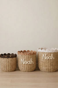 New design seagrass scalloped basket for kid decor beautiful design made in Vietnam with best price and wholesale supplier. - Product Image 4