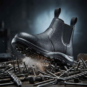 Chaussures de sécurité antistatiques à coupe basse au design unique, semelle intermédiaire en acier, maille respirante, antidérapantes pour cuisine, semelle en PU légère pour hommes - Product Image 1