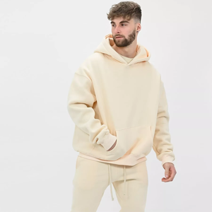 Sweat à capuche personnalisé pour homme, 100 % coton tricoté, épais, uni, coupe oversize, écoresponsable, pour le jogging, épaules tombantes, 3D - Product Image 4