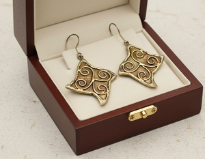 ต่างหูทองเหลืองทรงเรขาคณิตทำมือ ดีไซน์ลวดลายนามธรรม เครื่องประดับสไตล์วินเทจสำหรับผู้หญิง เหมาะสำหรับงานปาร์ตี้ - Product Image 2