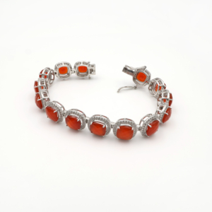 925 Sterling Silver Natural <b>Red</b> Onyx <b>Bracelet</b> Rhodium Plated OEM ODM Fine Jewelry - Product Image 6