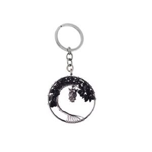 Porte-clés en cristal de haute qualité, agate noire, arbre de vie, porte-clés en pierre naturelle, hibou, cadeaux pour femmes - Product Image 5