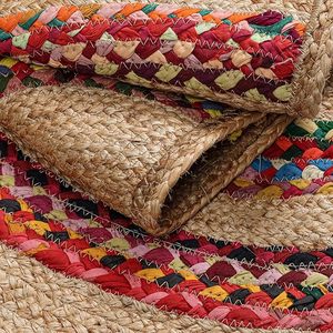 Tapis moderne écologique 100 % jute solide, motif répété en D, fabriqué à la machine, antidérapant, à poils moyens, lavable et résistant aux taches pour la décoration intérieure - Product Image 3