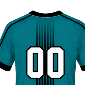 Camiseta de Rugby Personalizada de Manga Corta con Cuello Redondo, Color Verde Azulado y Negro, Transpirable, para Entrenamiento de Equipo, Uniforme Deportivo de Alto Rendimiento - Product Image 4