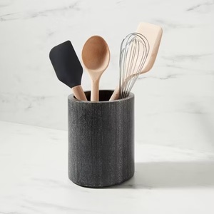 Porte-ustensiles en céramique finition granit, texture mate, haute résistance, résistant à la chaleur, base antidérapante, rangement pour comptoir de cuisine - Product Image 2