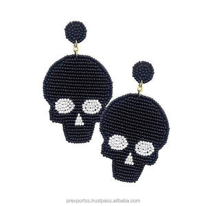 Pendientes de Aro Góticos de Calavera con Cuentas de Cristal y Diamantes de Imitación, de Acero Inoxidable, para Halloween, Talla Personalizada, para Mujer, con Diseño de Esqueleto Espeluznante - Product Image 3