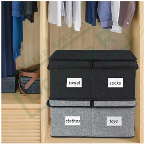 Caja de Almacenamiento Decorativa de Tela con Tapa y Asas, Organizador Plegable de Lino para Ropa, Libros, Juguetes y Lavandería - Product Image 4