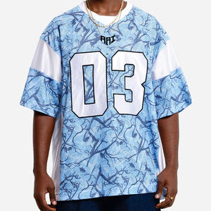 Jersey de Fútbol Americano de Alta Calidad con Diseño Sublimado Azul Claro, Estilo Urbano Holgado para Hombre, Ropa Deportiva Personalizada, Proveedor OEM - Product Image 1