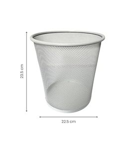 Corbeille à papier ronde en maille blanche, poubelle ouverte sans couvercle, 23,5x22,5 cm - Product Image 1
