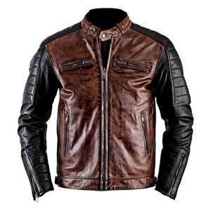 Customized Fitted Men's <b>Leather</b> Jacket Winter Stand Collar Front Logo Zipper Closure Casual Quick Dry Breathable High Quality - Product Image 1
