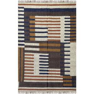 Alfombra tradicional Kilim de yute y lana tejida a mano 4x6 Alfombra de área de calidad artesanal Materiales naturales sostenibles - Product Image 2