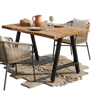 Pieds de table en métal traditionnels en forme de A pour meubles de salle à manger, décoration intérieure, base noire, capacité de charge de 1200 lb, pied de table en métal DIY EDPTBL008 - Product Image 1