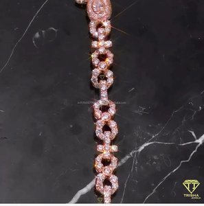 Elegant Rose Gold Lab Grown Diamond <b>Bracelet</b> Featuring Luxurious Open Link Design And Brilliant Round Stones - Product Image 5