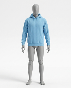 Sweat-shirt à capuche bleu clair pour homme, coupe classique, en molleton de coton, décontracté, avec poche avant, pour l'automne - Product Image 1