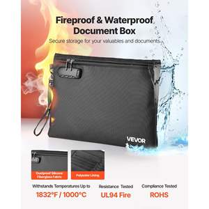 1832 Fahrenheit Heat Insulated Fireproof Waterproof Document <b>Bag</b> <b>Lock</b> Portable File Storage Security Organizer for Home Office - Product Image 2