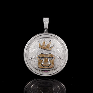 Pendentif Tête de Lion Couronnée en Argent 925 pour Homme, Plaqué Rhodium, Micro-Pavé de Moissanite, Style Hip Hop - Product Image 1