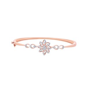 Rose Gold Lab Grown Diamond Floral Center <b>Infinity</b> Link Bangle <b>Bracelet</b> - Product Image 2