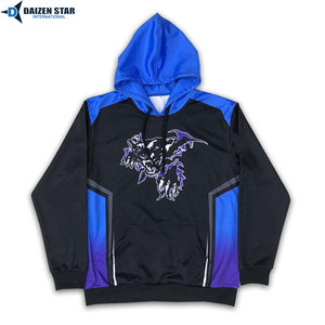 Sweat à capuche pour homme, imprimé dragon dégradé noir et bleu, sublimation, coupe classique, décontracté, pour l'automne - Product Image 2