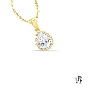 Pendentif en or 14 carats avec diamant solitaire naturel taille princesse cultivé en laboratoire, monture à quatre griffes en V, 0,3 carat, OEM, vente en gros, fabricant et détaillant - Product Image 1