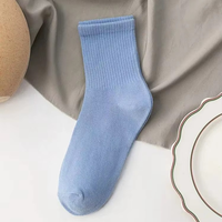 Chaussettes de sport mi-mollet en coton et bambou pour femme, compression classe 2, avec bord brodé, pour la course et le tennis, semelle unie