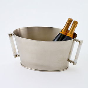 Luxury Silver Stainless Steel Wine <b>Ice</b> Bucket With Black Resin Grain Grip Handles Elegant Hotel Party Beverage Tub Supply - Product Image 2