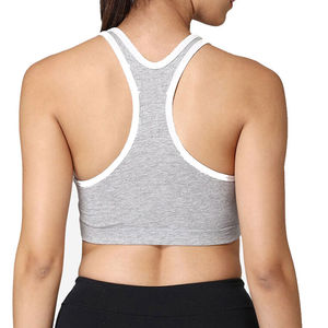 Sujetador deportivo Racerback gris para mujer, soporte medio, transpirable, sin costuras, top deportivo para yoga - Product Image 2