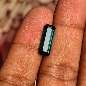 Turmalina Indigolita Natural, Corte Octogonal Facetado, Color Verde Azulado Iridiscente, 18x6mm, 4.4g, para Joyería - Product Image 2