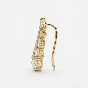 Boucles d'oreilles grimpantes pour femme en or jaune 18 carats, diamant de laboratoire taille brillant rond, certifié IGI, style classique, bijoux pour usage quotidien - Product Image 3