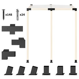 15-Degree Slanted Pergola Kit with 4-Way/3-Way <b>Brackets</b> Post Bases Wall Mounts 3.6\" X 3.6\" Lumber <b>Black</b> Canopy Gazebo Pergola - Product Image 1