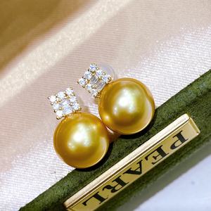 Pendientes de Plata de Ley con Cuentas de Oro Natural Gruesas de 12-13 mm, Estilo Lujoso y Moderno, Estándar 925 - Product Image 4