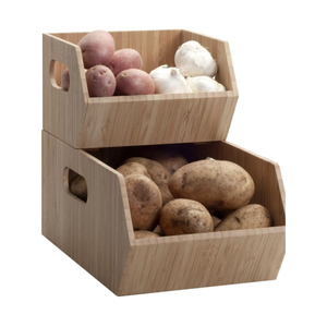 Eco-Friendly Wood Pantry <b>Storage</b> <b>Basket</b> With Airflow Design Multipurpose Heavy Duty Wooden <b>Baskets</b> For Vegetable <b>Storage</b> - Product Image 3